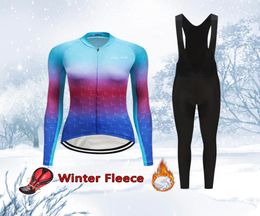 Women Winter Cycling Jersey Set 2020 Warm Thermal Fleece Bicycle Clothes MTB Shirts Female Road Bike Clothing Suit1617943