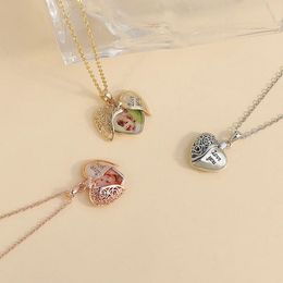 Necklaces Personalised Photo Necklace with Gold/Silver Colour Heart Lockets Custom Photo Memory Full Colour Pendant Necklace Gift Jewellery