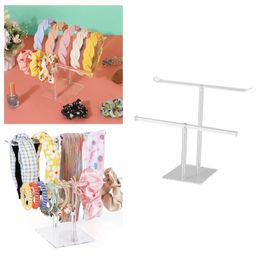 Display Durable Hair Hoop Organizer 2 Tier Hairband Display Stand Smooth Headband Holder for Bracelet Jewelry Necklace Bangles Watch