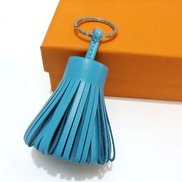 Luxury Personalised Handmade Real Leather Tassel Keychain Metal Keyring Women Bag Charm Accessory Handbag Charm KeyChain Holder 240110