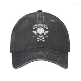 Ball Caps Punk Unisex Cotton ENGINEER AND ENGINEERING Baseball Cap Adult Funny Technician Skull Adjustable Dad Hat Men Women Hip Hop