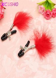 Feather Nipple Clamps Flirting Nipple Toys Sexy Red Nipple Clips Sex Products for Women Men Adult Games 07014768130