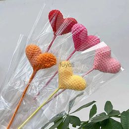 Other Arts and Crafts Hand Knitted Crochet Flower Heart Flowers Hand Woven Bouquet Wedding Branch Decor Handmade Teachers' Valentine's Day Gift YQ240111