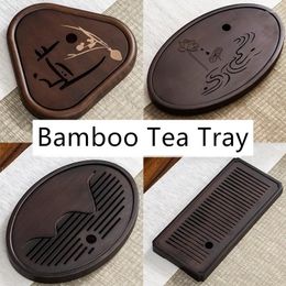 Tea Trays Natural Bamboo Tray Drainage Water Storage Set Accessories Chinese Room Ceremony Tools Wet And Dry Use