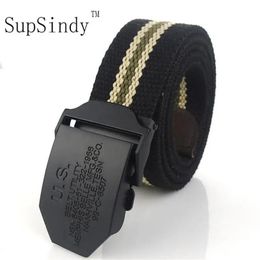 SupSindy U.S men's Canvas belt Black Alloy buckle military belt Army tactical belts for Male top quality men strap for jeans 240110