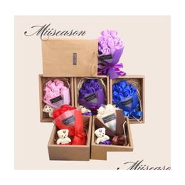 Decorative Flowers Wreaths 11Pcsbox Handmade Rose Soap Set With Gift Box For Mother039S Teacher039S Day Birthday Valentine039S So1 Dhdq0