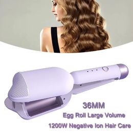 36mm Wavy Hair Curlers Curling Iron Wave Volumizing Lasting Styling Tools 3 Gears Egg Roll Head Waver Styler Wand 240110