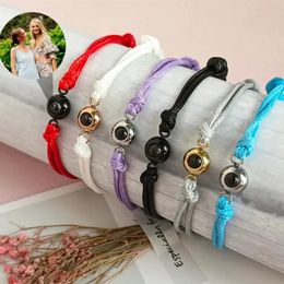 Stainless braided bracelet Personalized Po Circle Custom Projection Picture Personality Memorial Birthday Christmas Gift 240110