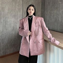 Women's Suits Korean Trendy Women Suit Jacket 2024 Autumn And Winter Light Sensitive Snake Leather Chain Premium Loose Casual Blazer