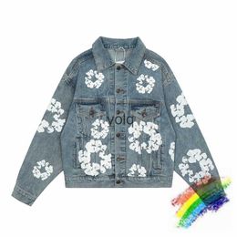 Giacche da uomo Jeans in denim con stampa Kapok blu lavato Jaet Uomo Donna Jaets Coatyolq