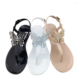 Sandals Summer Butterfly Crystal PVC Casual Waterproof