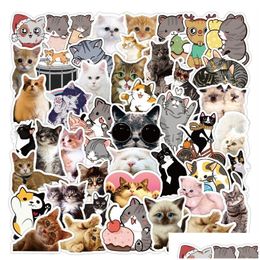 Skate Accessories 50Pcs Cute Cat Stickers Waterproof Vinyl Sticker For Skateboard Laptop Lage Bicycle Motorcycle Phone Car Decals Part Otaqp