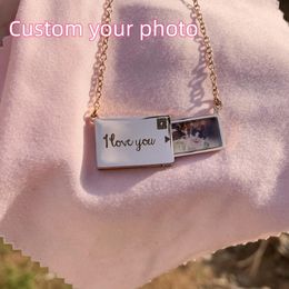 Necklaces Stainless Custom Photo Message Envelope Necklace PullOut Envelope Unique Pendant for Women Customised Jewellery Gift Mother's Day