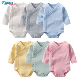 3Pcs born Fall Jumpsuit Baby Boy Girl Long Sleeve Rompers Infant Toddler Clothes 100% Cotton Bodysuit Solid Color 240110
