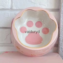 Dog Bowls Feeders Pet Dog Feeder Cute Cat Claw Pattern Pet Cat Dog Bowl Drinking Puppy Bowl Pet Feeding Bowls Ceramic Anti Overturning Food Basinvaiduryd