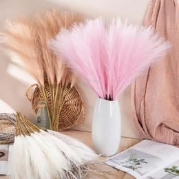 1 piece of fluffy Pampas grass Bohemian decorative flowers fake plants Reed simulated wedding party home decoration artificial flowers 240111