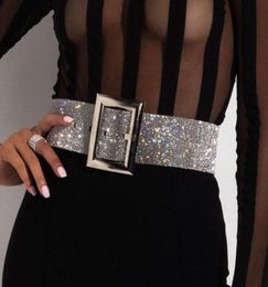 Luxury 7cm wide Full Rhinestone Waist Belts Women Diamante Crystal Chain Bride Wide Shiny Gold Silver Waist Belt strap for women1422201