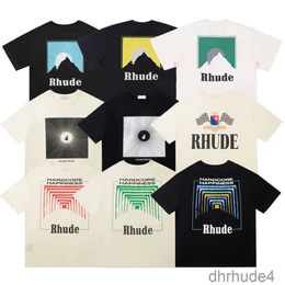 Rh Designers Mens Rhude Embroidery t Shirts for Summer Tops Letter Polos Shirt Womens Tshirts Clothing Short Sleeved Large Plus Size 100 Cotton Tees MH2N P UHN7