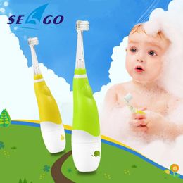 toothbrush Seago Kids Baby Sonic Electric Toothbrush Battery Tooth Brush for 04 Ages with Led Light Timer Replacement Brush Heads