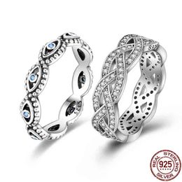 New Original 100% 925 Sterling Silver Devil's Eye Finger Rings For Women Classic Vintage Twisted Rings Fine Anniversary Jewelry