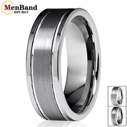 Bands MenBand Jewellery 6MM 8MM Classic Double Grooved Centre Brushed Finish Flat Men Women Tungsten Carbide Wedding Ring Comfort Fit