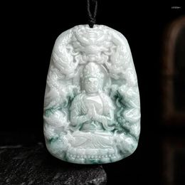 Pendant Necklaces Natural Jade Nine Dragons Guanyin Rope Chain Necklace For Man And Women Fengshui Geomantic Amulet Talisman