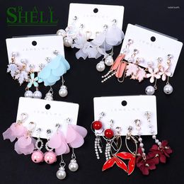 Dangle Earrings Shell Bay 2024 Long Set Fashion Jewellery Women Girl Bohemian Drop/Small Gifts Cute Pink Wholesale