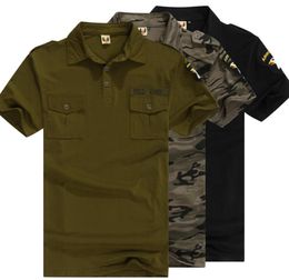 Military Uniform Army Green Cotton Polo Shirts Mens short sleeve Camouflage Shirts Sportswear Combat Tactics Tops Male7381122