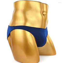 Men's Swimwear Male Sexy Briefs Breathable Ice Silk Bikini Panties Underpants Bottoms Low Waist Mens Swimming Underwear Sunbath Beach