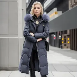 Women's Trench Coats Winter Jacket Women Long Style 2024 Slim Over The Knee Cotton-padded Fur Collar Tide Parkas Mujer Puffer