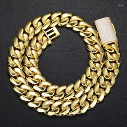 Chains Punk 12-20mm Cuban Necklace 18K Gold Plated Buckle With 5A Cubic Zirconia Hip Hop Chain Link Copper Metal Drop