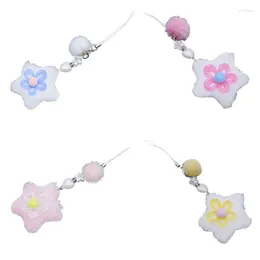 Keychains Star Flower Cellphone Strap Colourful Phone Chain Handmade Detachable Plush Lanyard Pentagrams For Wallet Dropship