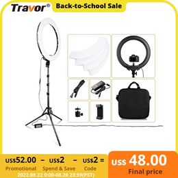 Accessories TRAVOR Ring Lamp 18 Inch LED Ring Light With Tripod Dimmable 3200K5500K Bicolor for YouTube Live Makeup LED Round Annular Lamp