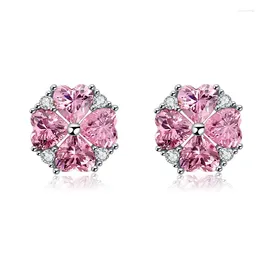 Stud Earrings Hemiston Pink Black Shine Zirconl Earring European Romantic Jewellery Gift For Women TF