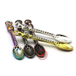 Mini Colourful Metal Smoking Waterpipe Nails Straw Shovel Scoop Diamond Herb Tobacco Oil Rigs Dabber Spoon Bubbler Bongs Tips Snuff Snorter Sniffer Dispenser Holder