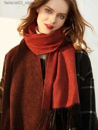Scarves 2023 Real Wool Winter Women Scarf Luxury Brand Cashmere Female Scarves Solid Foulard Women Pashmina Shawl Femme Echarpe Sjaal Q240111
