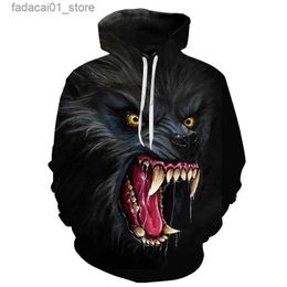 Men's Hoodies Sweatshirts 2024 New Fashion Men Women Children Wolf 3D Print Hoodies Cool Funny Sweatshirts Long Sleeve Male Animal Print T-shirt for ManQ240111