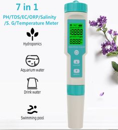 Digital 7 in 1 PHTDSECORPSalinity S GTemperature Meter Water Quality Monitor Tester Drinking Water Aquariums PH Meter4180109