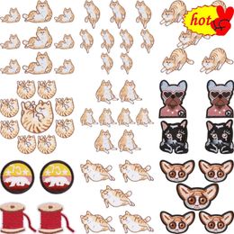 10 Pcs Wholesale Lot Patches Cats Dog Animals Cute Anime Parche for Clothing Sew Iron on Naszywki Embroidery Pack Bulk Small Diy