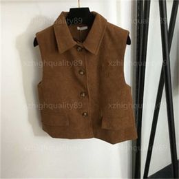 Women Vest Designer Luxury Jacket Two Piece Set Womens Clothing Embroidered Letter Lapel Sleeveless Corduroy Vests Spring Summer Lady Sets Woman Jackets