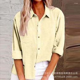 Women's Blouses Sophisticated Arrivals Women Clothes Spring Summer Long Sleeve Solid Colour Shirt Side Slit Loose Work With Pocket