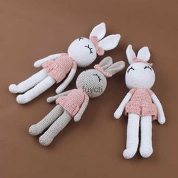 Other Arts and Crafts 1 Pc Creative Handmade Knitted Rabbit Doll Animal Stuffed Plush Toy Baby Soothing Sleeping Plush Toy Gifts for Kids Birthday YQ240111