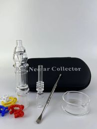 Mini Nector Collector Kit 10mm 14mm Small Hookahs With Titanium Nail Dab Dabber Dish Glass Pipe Quartz Tip