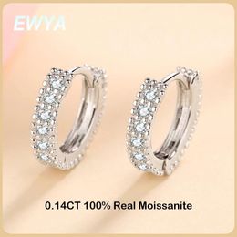 Earrings EWYA Luxury Designer 0.14CT Full Moissanite Hoop Earrings S925 Sterling Silver Earring For Women Party Wedding Fine Jewellery Gift