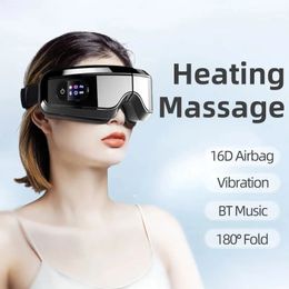 Eye Massager Heating Eyes Mask With Music Airbag Massage For Migraines Dry Strain Dark Circles Relief Improve Sleep 240110