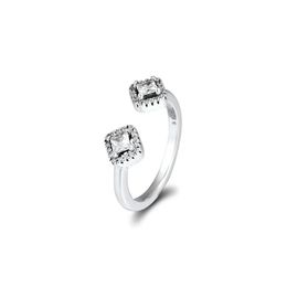 Rings Square CZ Open Rings for Women 925 Sterling Silver Jewelry Fine Female Rings Winter Jewelry Pave Stone Girl Silver Ring Jewelry