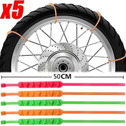 New 5-1pcs Anti-Skid Snow Chains for Motorcycles Bicycles Winter Tire Wheels Non-slip Cable Ties Motorbike Emergency Tire Chain Tool