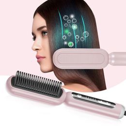 Negative Ion Anti-Scald Comb Hair Straightener Brush Straightening Curling Iron for Women Hair Styler Styling Appliances 240111