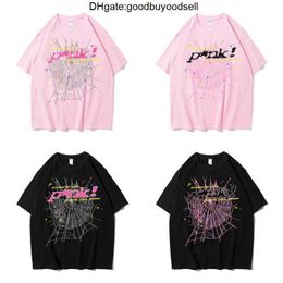 Sp5der Young Thug 555555 Men Women Hoodie High Quality shirt Foam Print Spider Web Graphic Pink Sweatshirts T-shirt Pullovers US size XS-2XL 72G4
