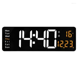 Wall Clocks Large Digital Clock With Date Week Display Desk Wall-mounted Dual Alarms LED Remote Control